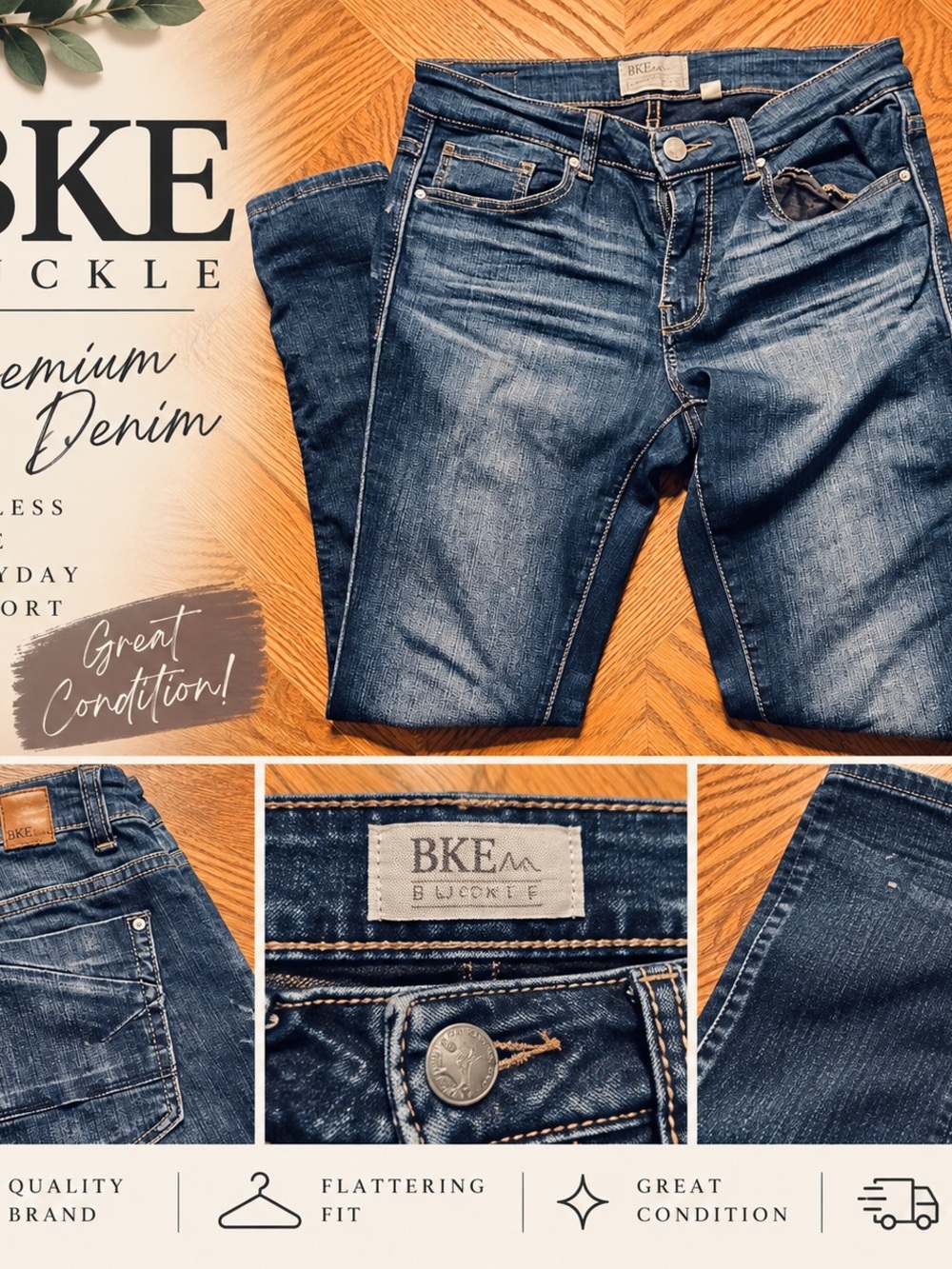 BKE Men’s Blue Slim Straight Jeans